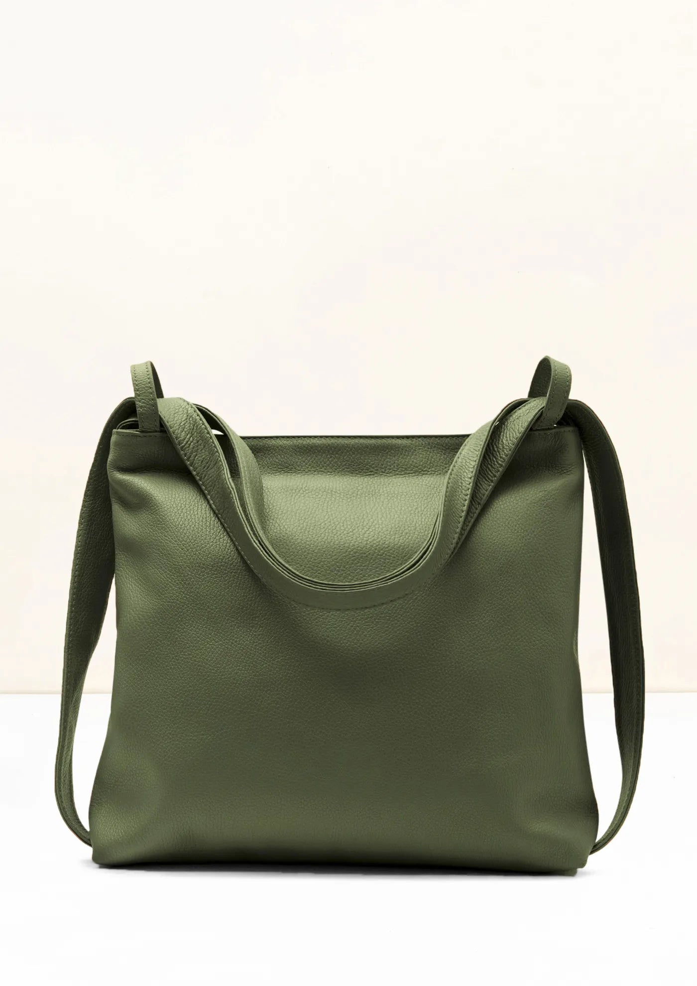 Bella 2-in-1 Olive Green Italian Leather Backpack and Tote by LA LUPA 