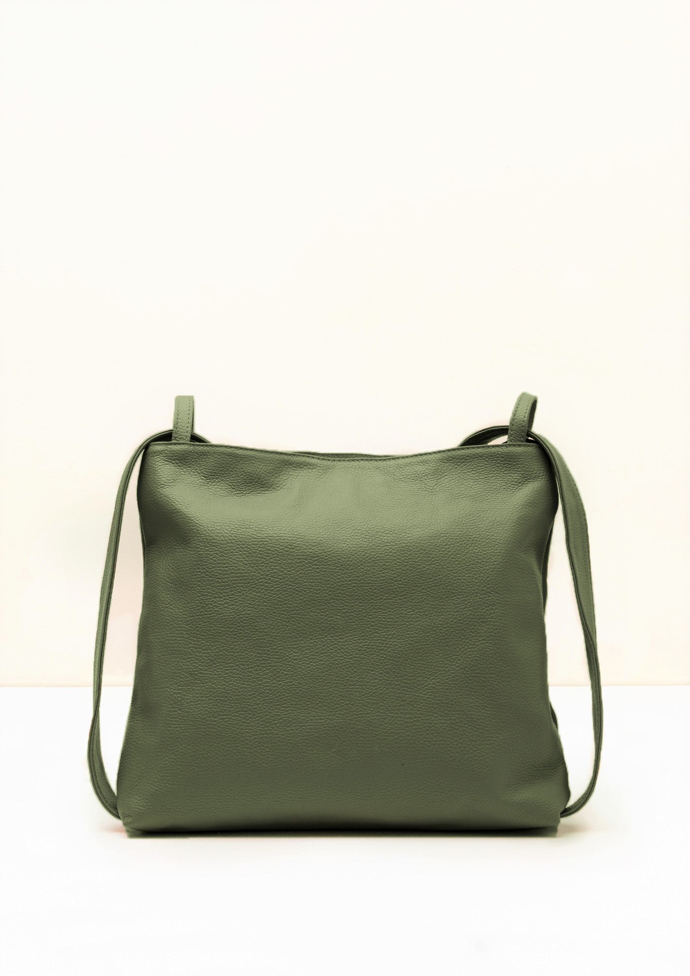 Bella 2-in-1 Olive Green Italian Leather Backpack and Tote by LA LUPA 