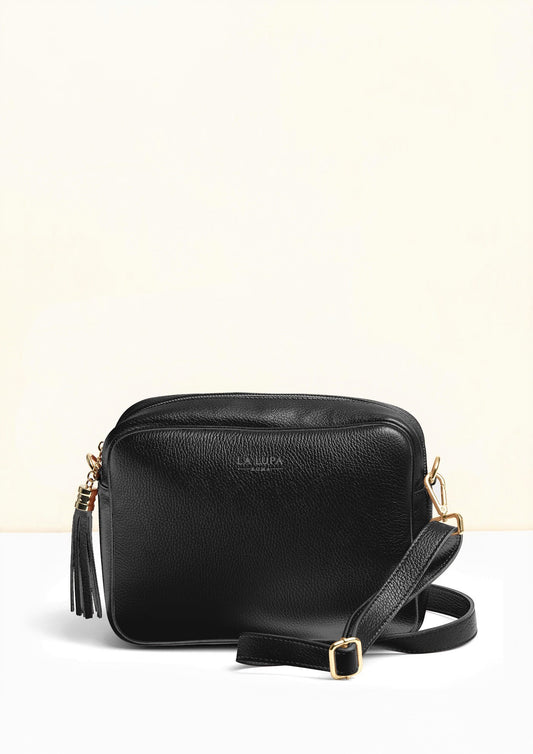 Allegra Black Crossbody Italian Leather Handbag by LA LUPA