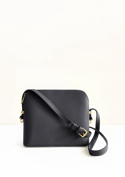 Claudia Black Crossbody Italian Leather Handbag by LA LUPA 