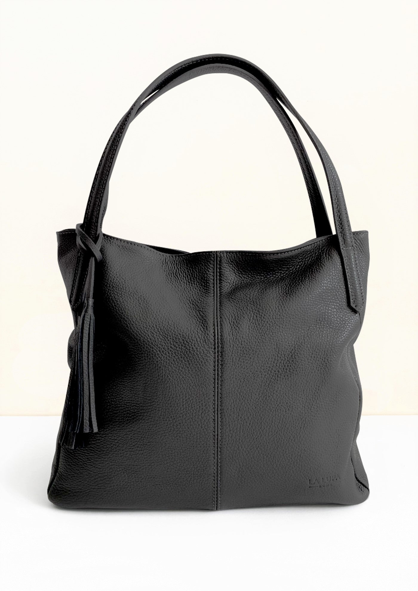 Lucia Black Tote Italian Leather Handbag from LA LUPA