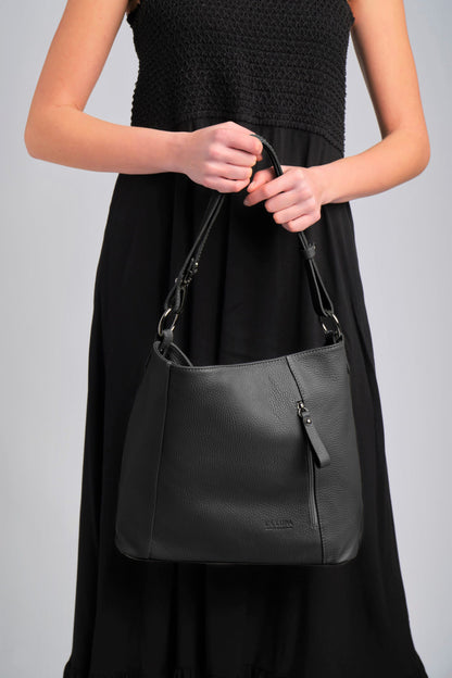 Valentina Crossbody Black Italian Leather Handbag from LA LUPA