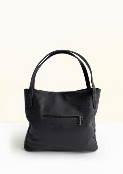 Lucia Black Tote Italian Leather Handbag from LA LUPA