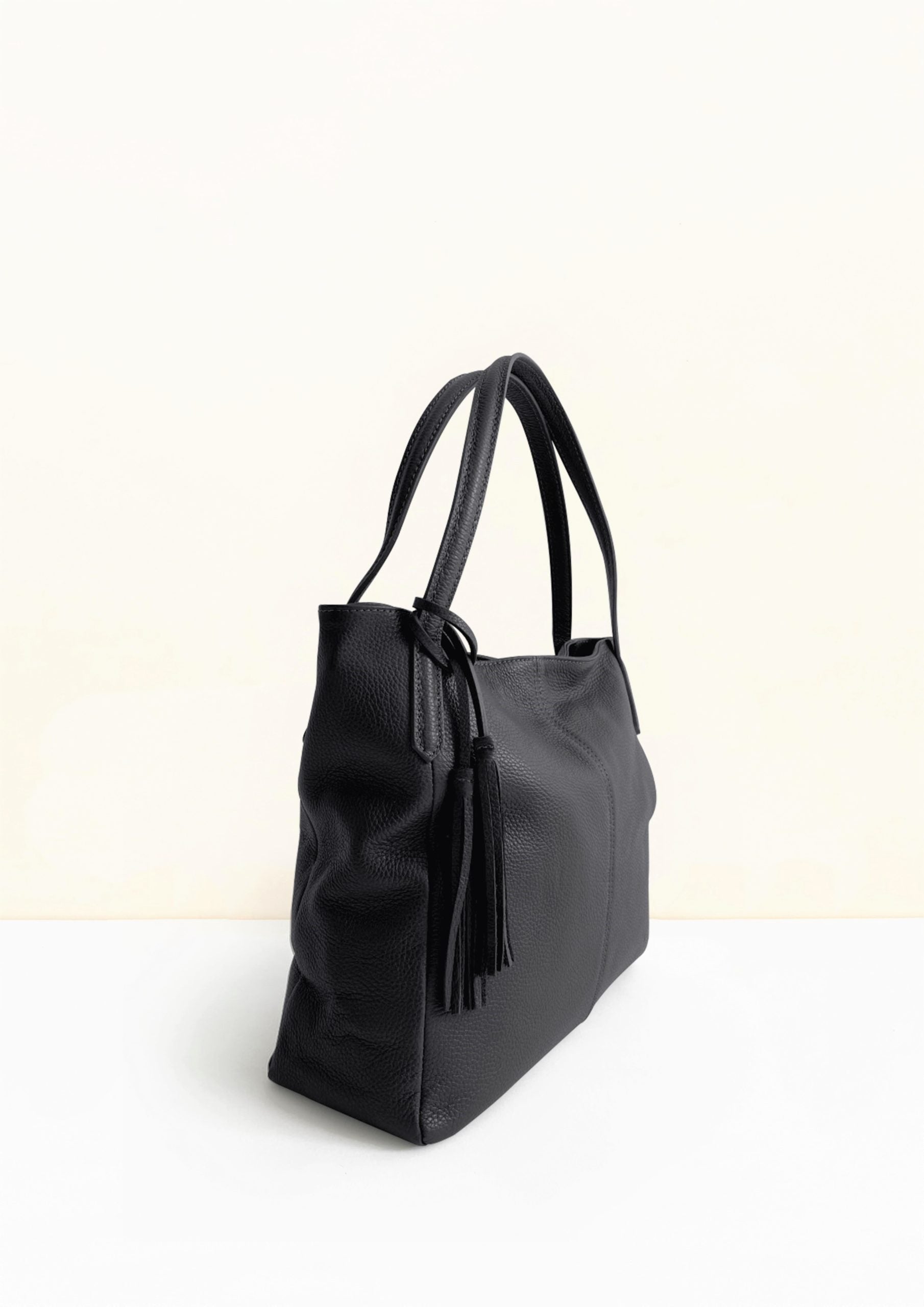 Lucia Black Tote Italian Leather Handbag from LA LUPA