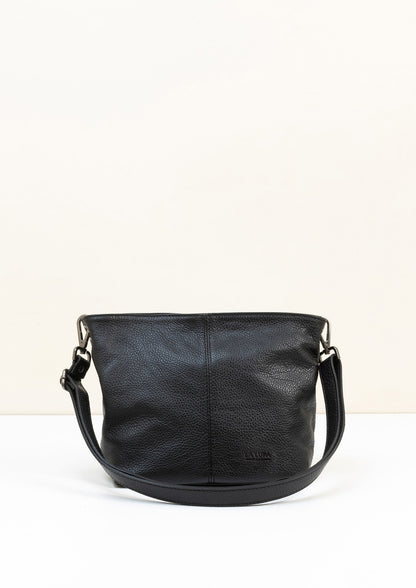 Lola Petite Black Crossbody Italian Leather Handbag from LA LUPA 