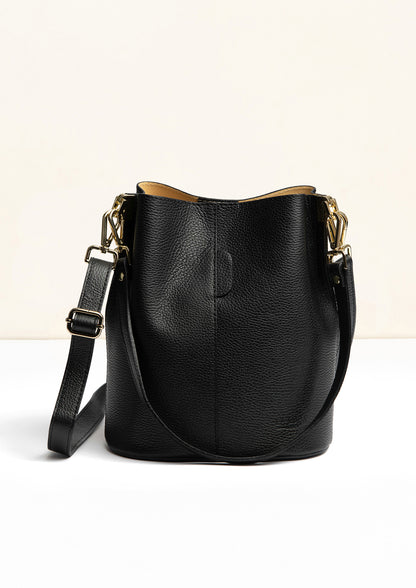 Livia Black Crossbody Italian Leather handbag from LA LUPA 