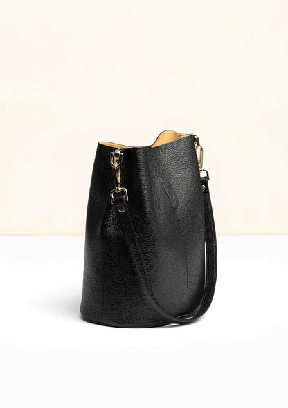 Livia Black Crossbody Italian Leather handbag from LA LUPA 