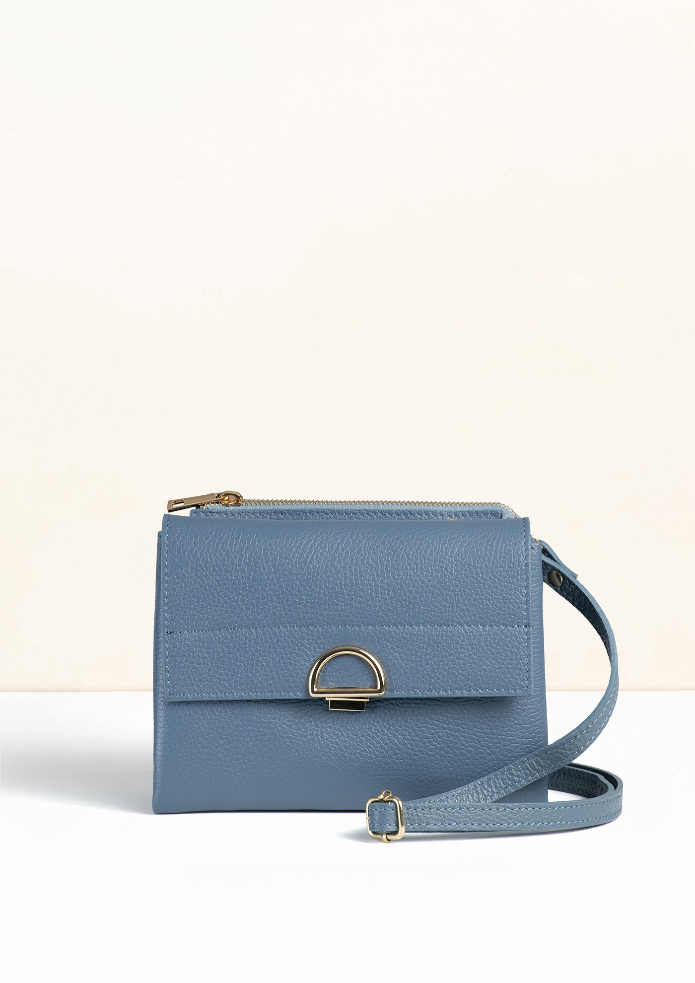 Sabrina Dusky Blue Crossbody Italian Leather Handbag from LA LUPA 