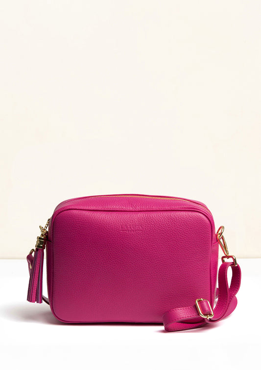 Allegra Fuschia Pink Crossbody Italian Leather Handbag by LA LUPA