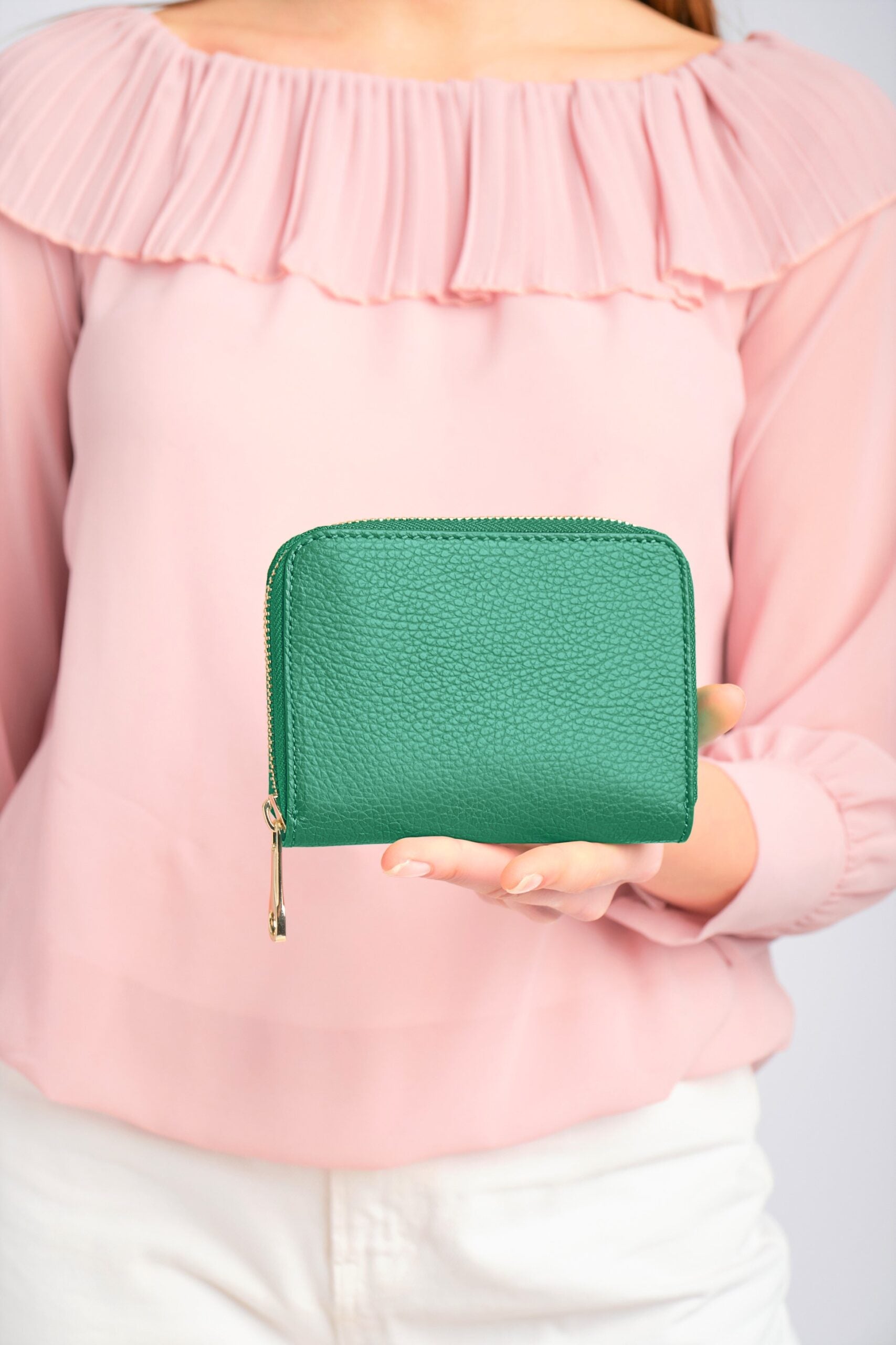 Rosa Purse Large Green Italian Leather Wallet from LA LUPA 