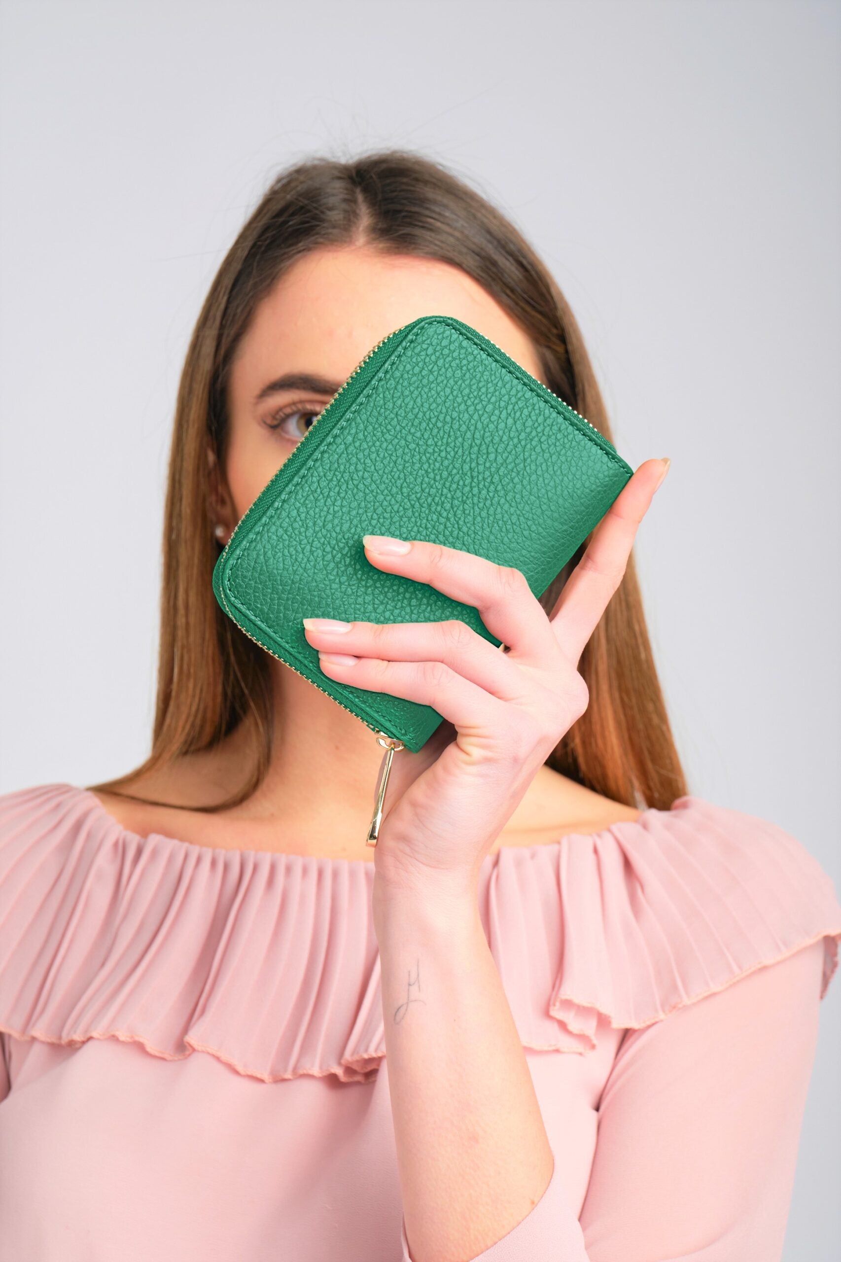 LA LUPA Italian leather green wallet