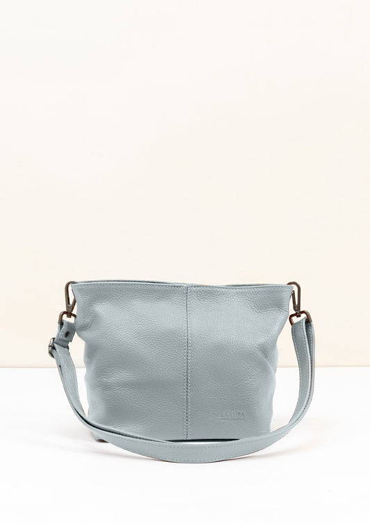 Lola Petite Grey Crossbody Italian Leather Handbag from LA LUPA 