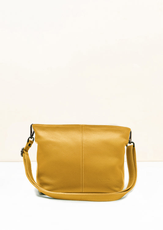 Lola Petite Mustard Crossbody Italian Leather Handbag from LA LUPA 