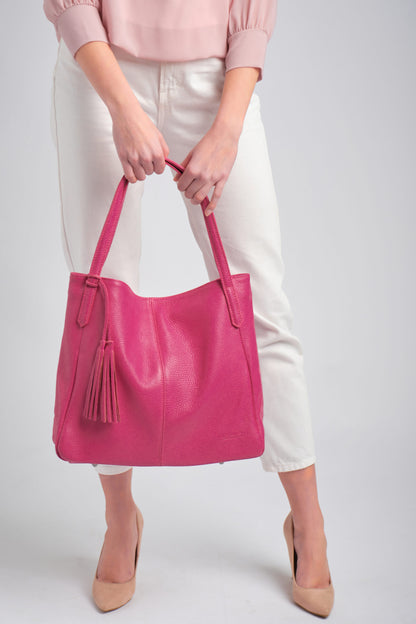 Lucia Pink Tote Italian Leather Handbag from LA LUPA