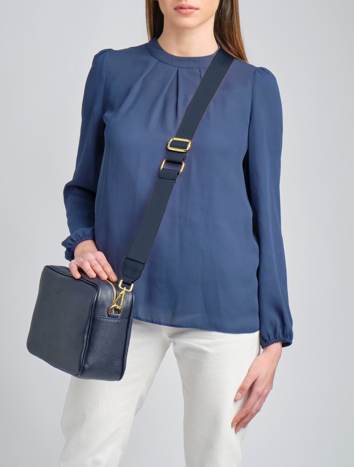 Stella Navy and Gold Detachable handbag strap from LA LUPA