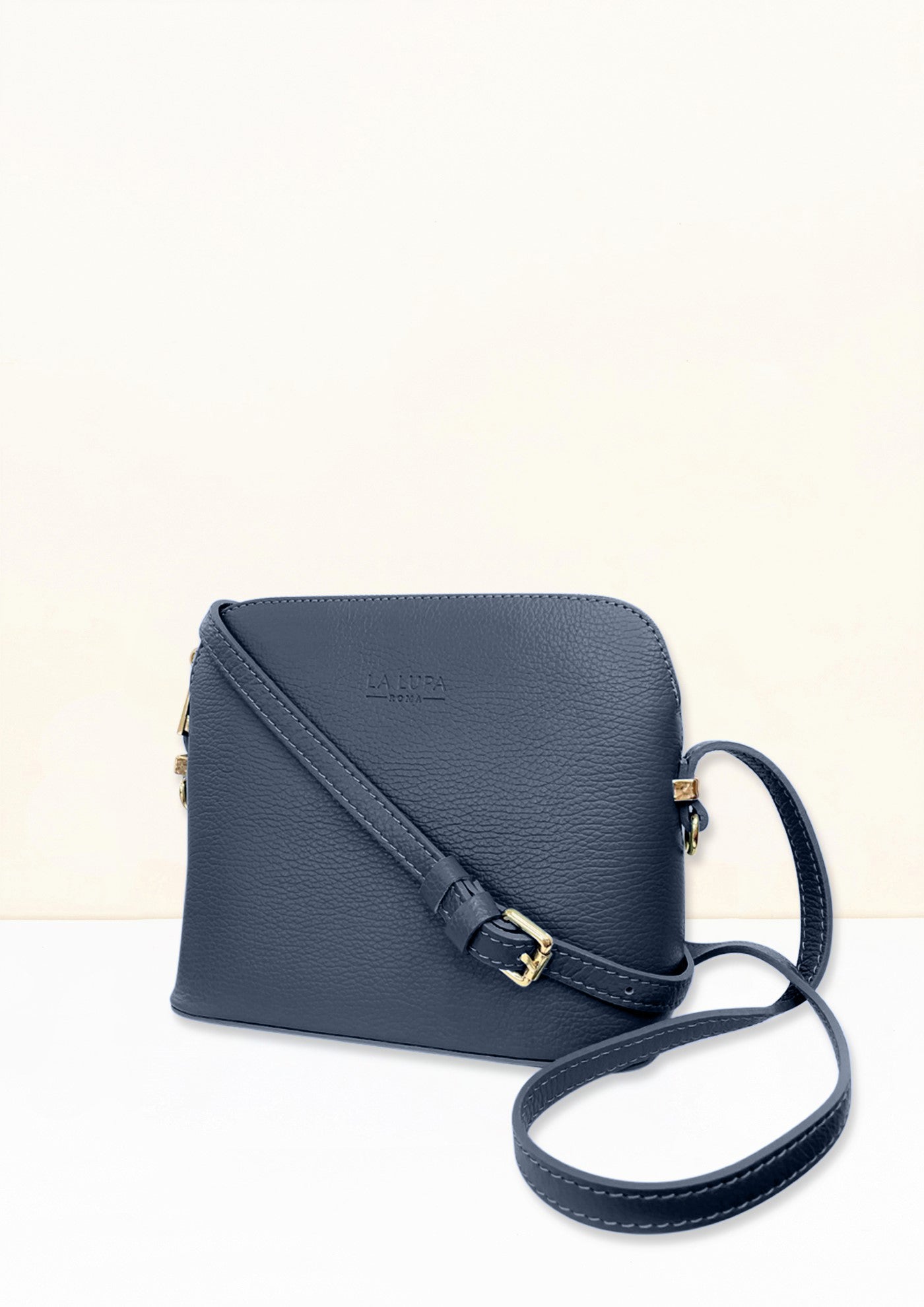 Claudia Navy Crossbody Italian leather handbag by LA LUPA 