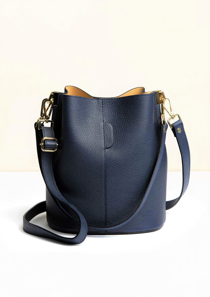 Livia Navy Crossbody Italian Leather handbag from LA LUPA 