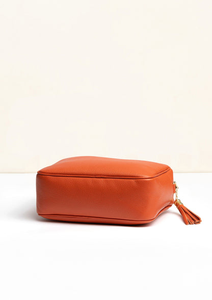 Allegra Orange Crossbody Italian Leather Handbag by LA LUPA