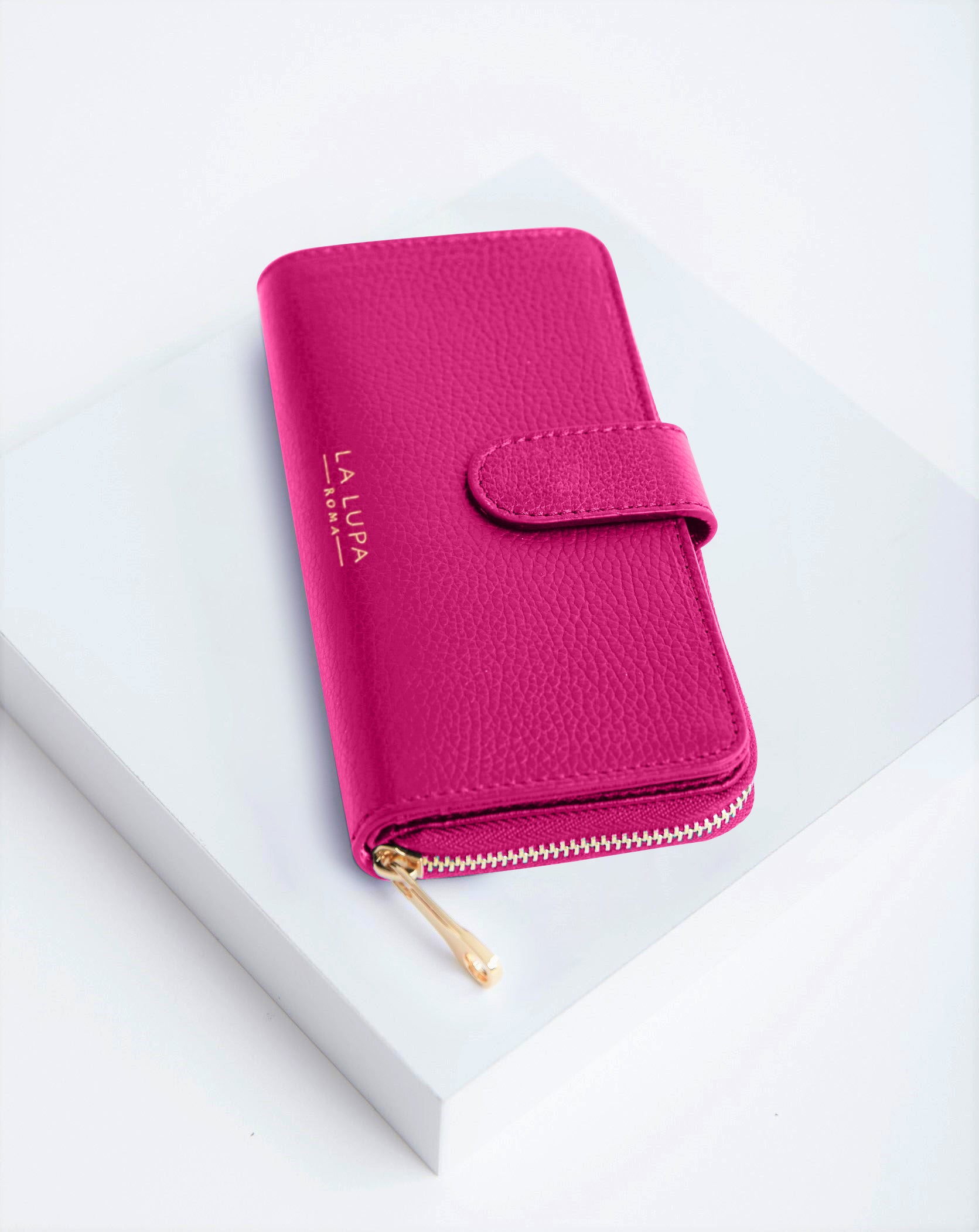 Eva Large Pink Italian Leather wallet by LA LUPA 