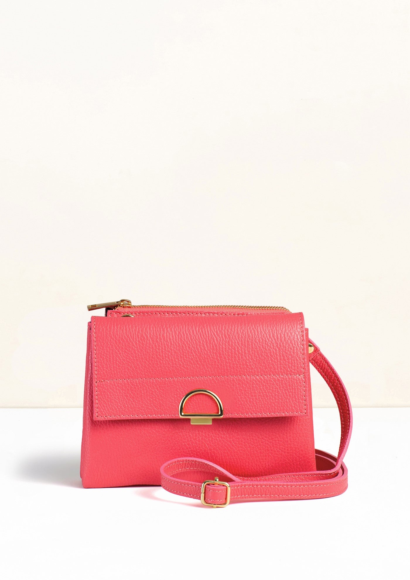 Sabrina Salmon Pink Crossbody Italian Leather Handbag from LA LUPA 