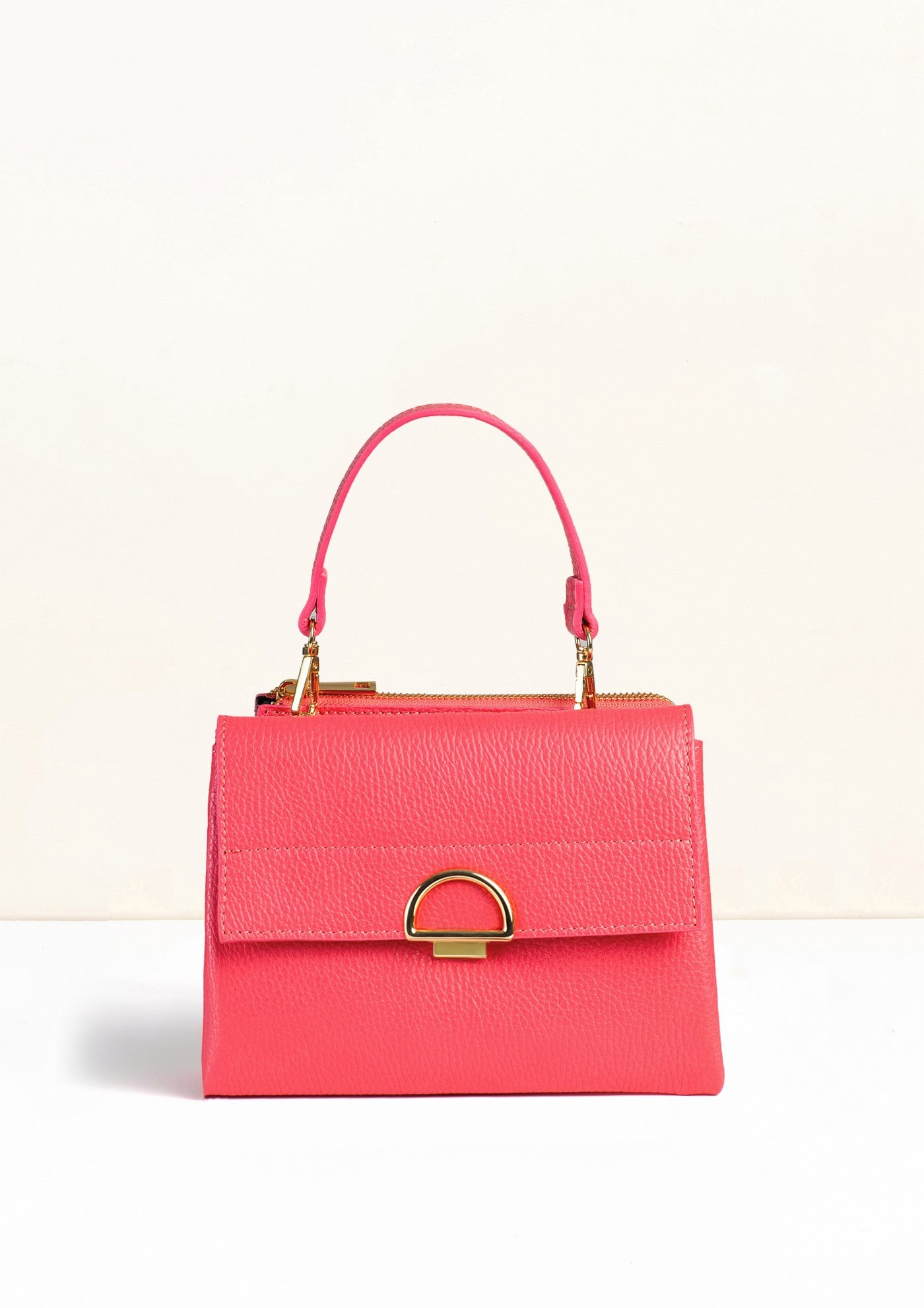 Sabrina Salmon Pink Crossbody Italian Leather Handbag from LA LUPA 