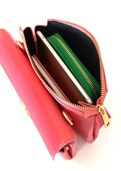 Sabrina Salmon Pink Crossbody Italian Leather Handbag from LA LUPA / Inside view