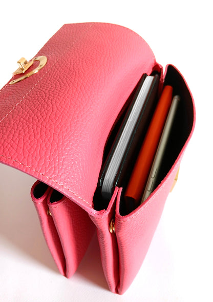 Sabrina Salmon Pink Crossbody Italian Leather Handbag from LA LUPA / Inside view