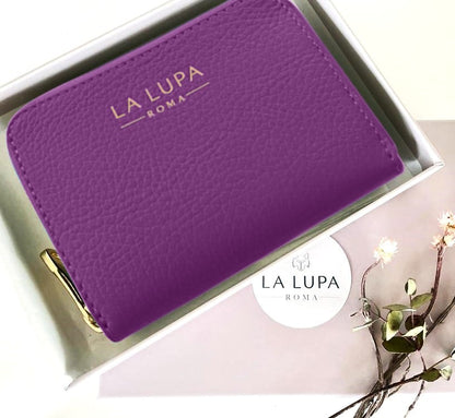 Rosa Purse Purple talian Leather Wallet from LA LUPA  Close up Detail