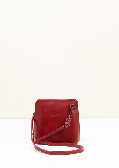 Rachele Mini Crossbody Red Italian Leather Handbag from LA LUPA 