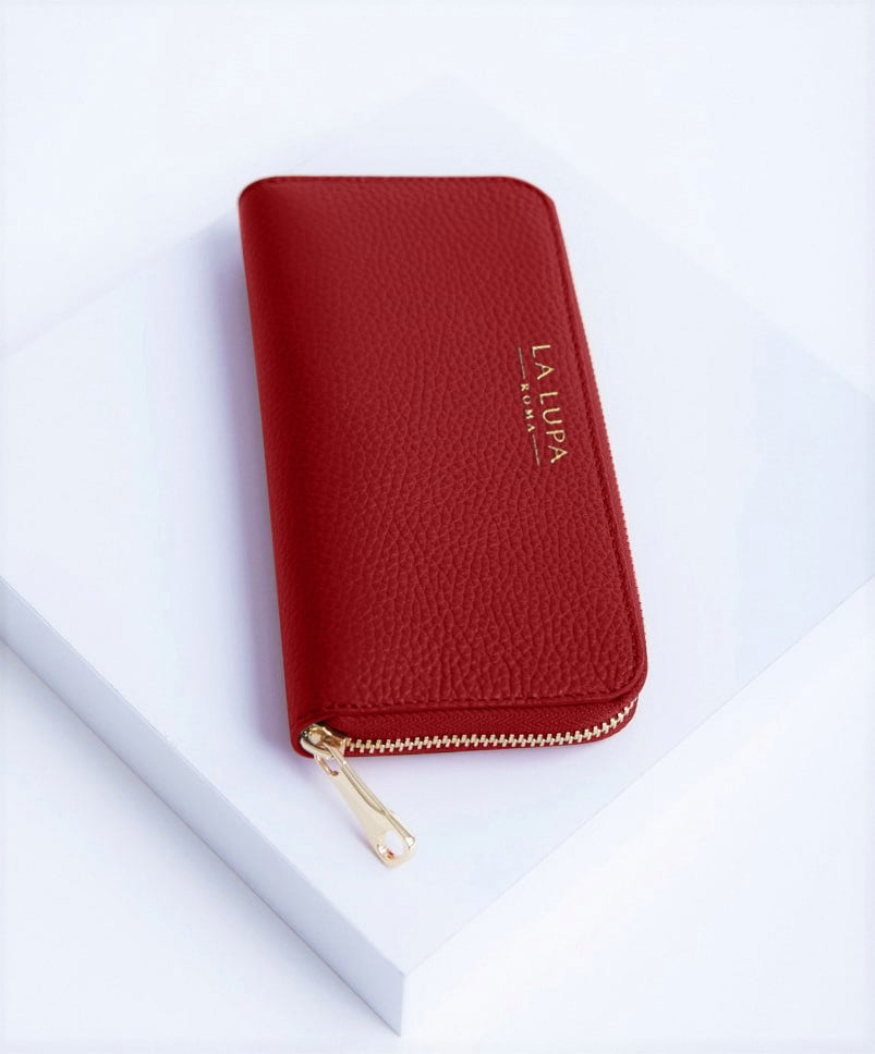 Lara Red Wallet Italian Leather from LA LUPA 