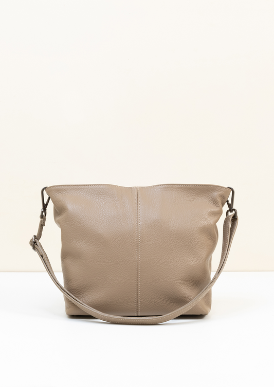 Lola Taupe Crossbody Italian Leather Handbag from LA LUPA