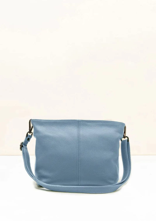 Lola Petite Dusky Blue Crossbody Italian Leather Handbag from LA LUPA 